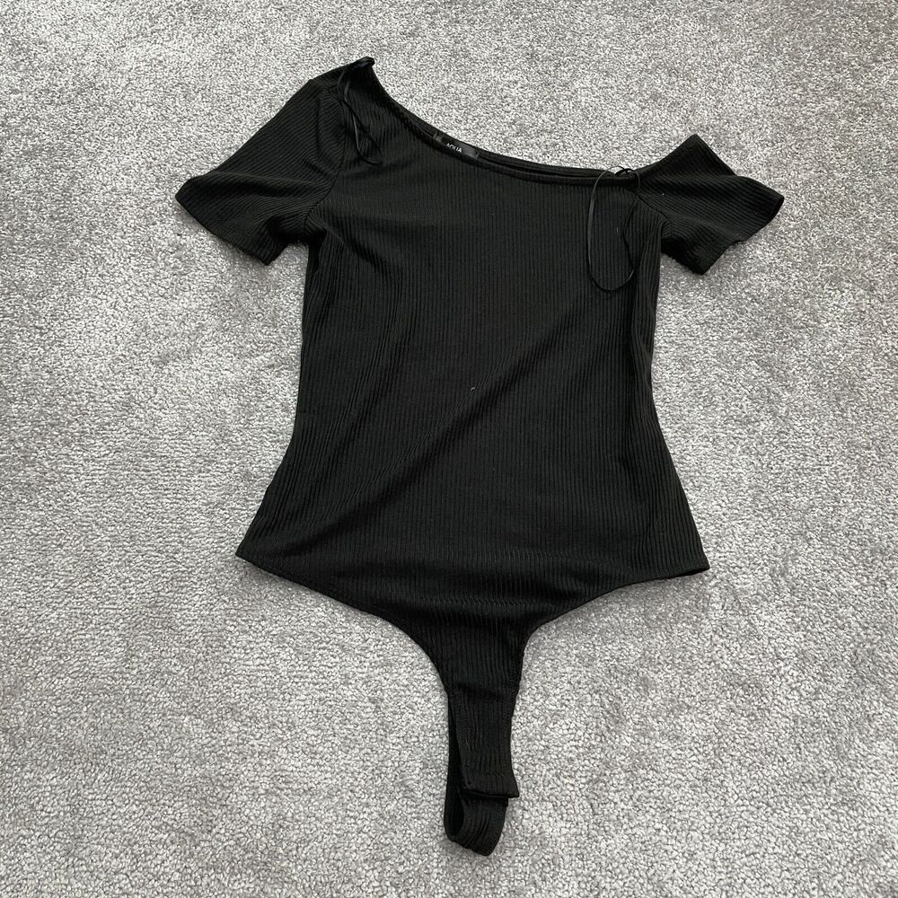 Aqua By Bloomingdale's Asymmetric Shoulder Bodysuit Womens Medium Black NWT New